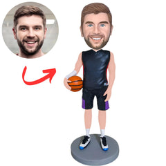 Basketball Player in Black Suit Custom Bobbleheads