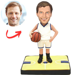 Basketball Player in White Suit Custom Bobbleheads