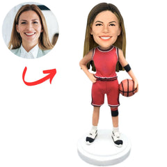 Red Suit Female Basketball Player Custom Bobbleheads