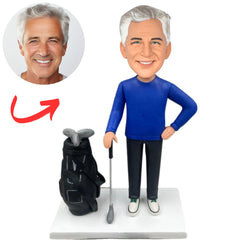 Golfer with Golf Bag Custom Bobbleheads