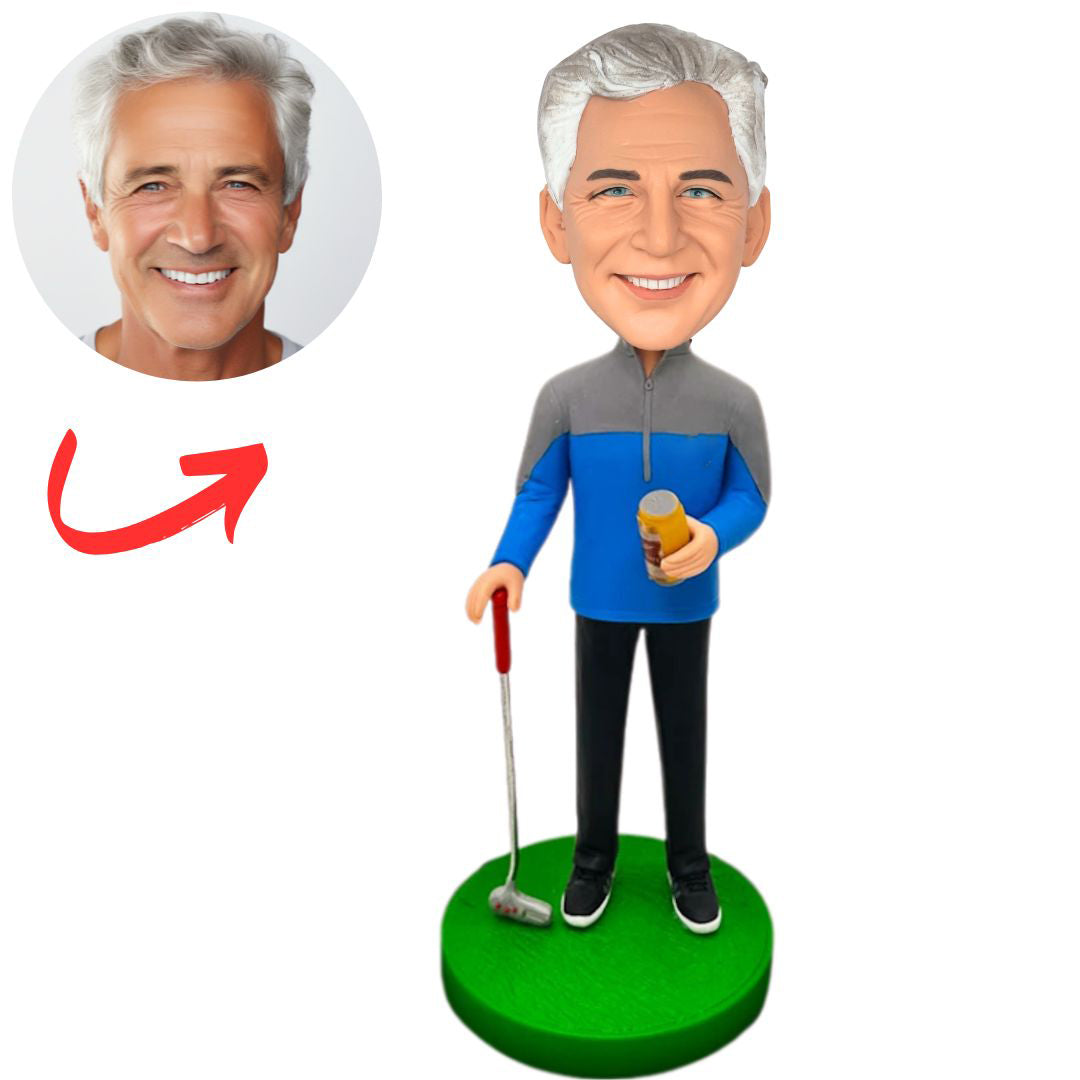 Golf Player Holding a Drink Custom Bobbleheads