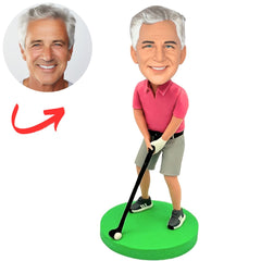 Pink T-shirt Golf Player Custom Bobbleheads