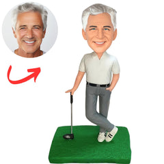 White T-shirt Golf Player Custom Bobbleheads