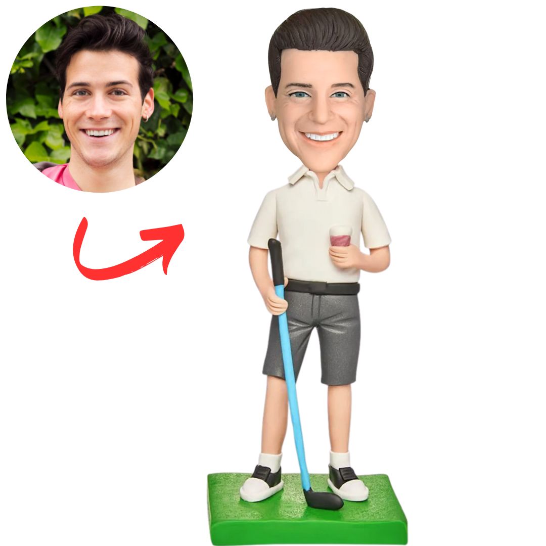 Golf Player Holding a Cup Custom Bobbleheads