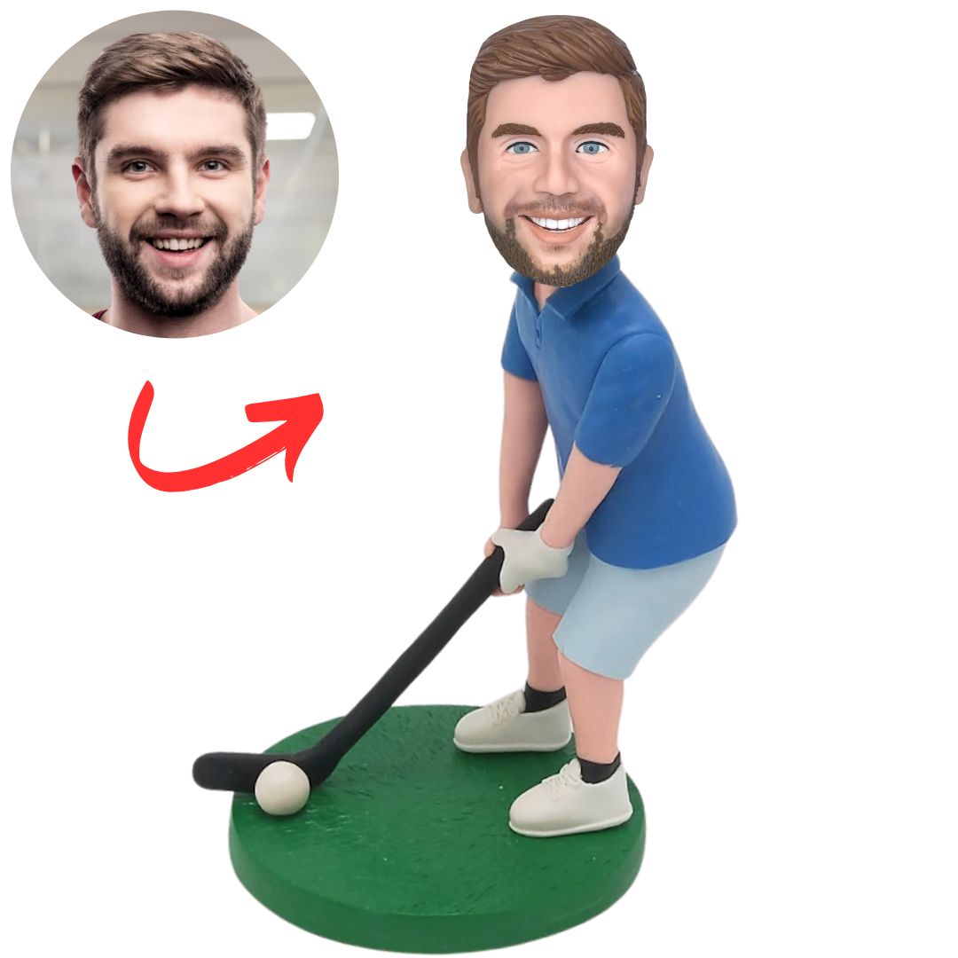 Golfer with Swing Pose Custom Bobbleheads