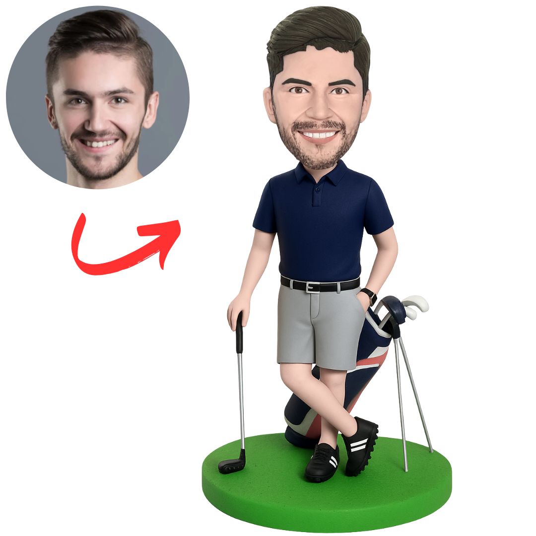 Golf Player And Golf Bag Personalized Golf Bobbleheads