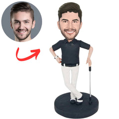 Black Shirt Golf Player Custom Golfer Bobbleheads