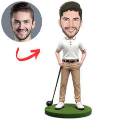 Golf Player Wearing Khaki Pants Custom Bobbleheads