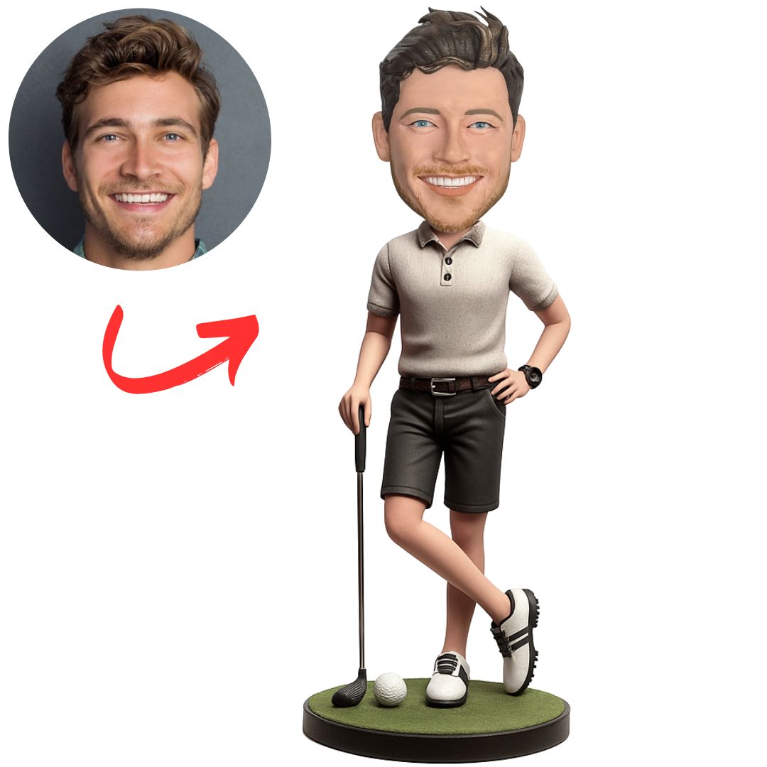 Cool Golfer Wearing Black Shorts Custom Bobbleheads