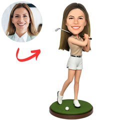 Beautiful Female Golf Player Custom Bobbleheads