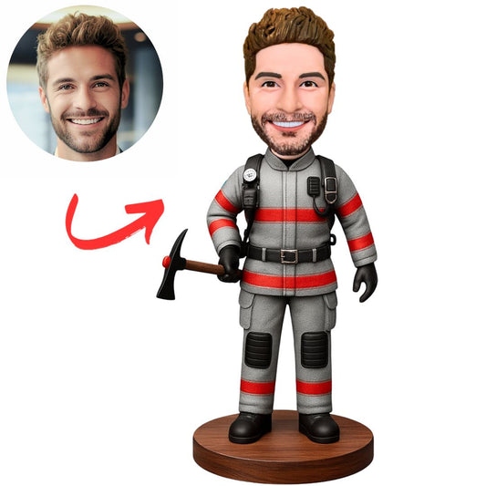 Firefighter in Grey Suit Custom Bobbleheads