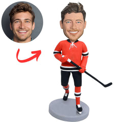 Red Uniform Ice Hockey Player Custom Bobbleheads