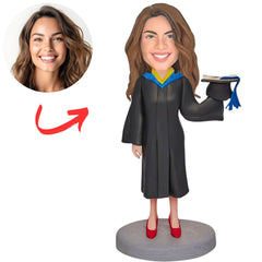 Girl Holding Graduation Cap Custom Bobbleheads