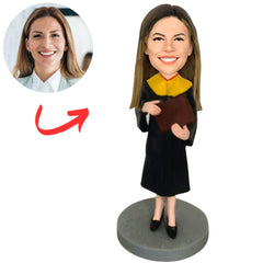 Female in Gown Holding Diploma Custom Graduation Bobbleheads