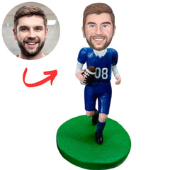 #08 Blue Uniform Football Player Custom Bobbleheads
