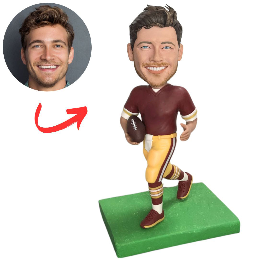 Man Holding a Football Custom Bobbleheads