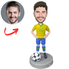 Soccer Player in Yellow Shirt Custom Bobbleheads