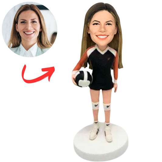 Female Volleyball Player Holding Ball Custom Bobbleheads