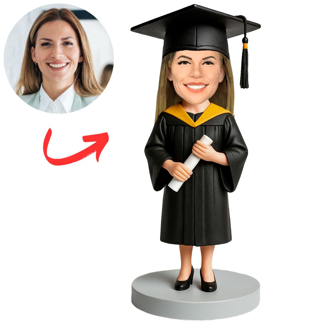 Girl Wearing Graduation Hat Custom Bobbleheads