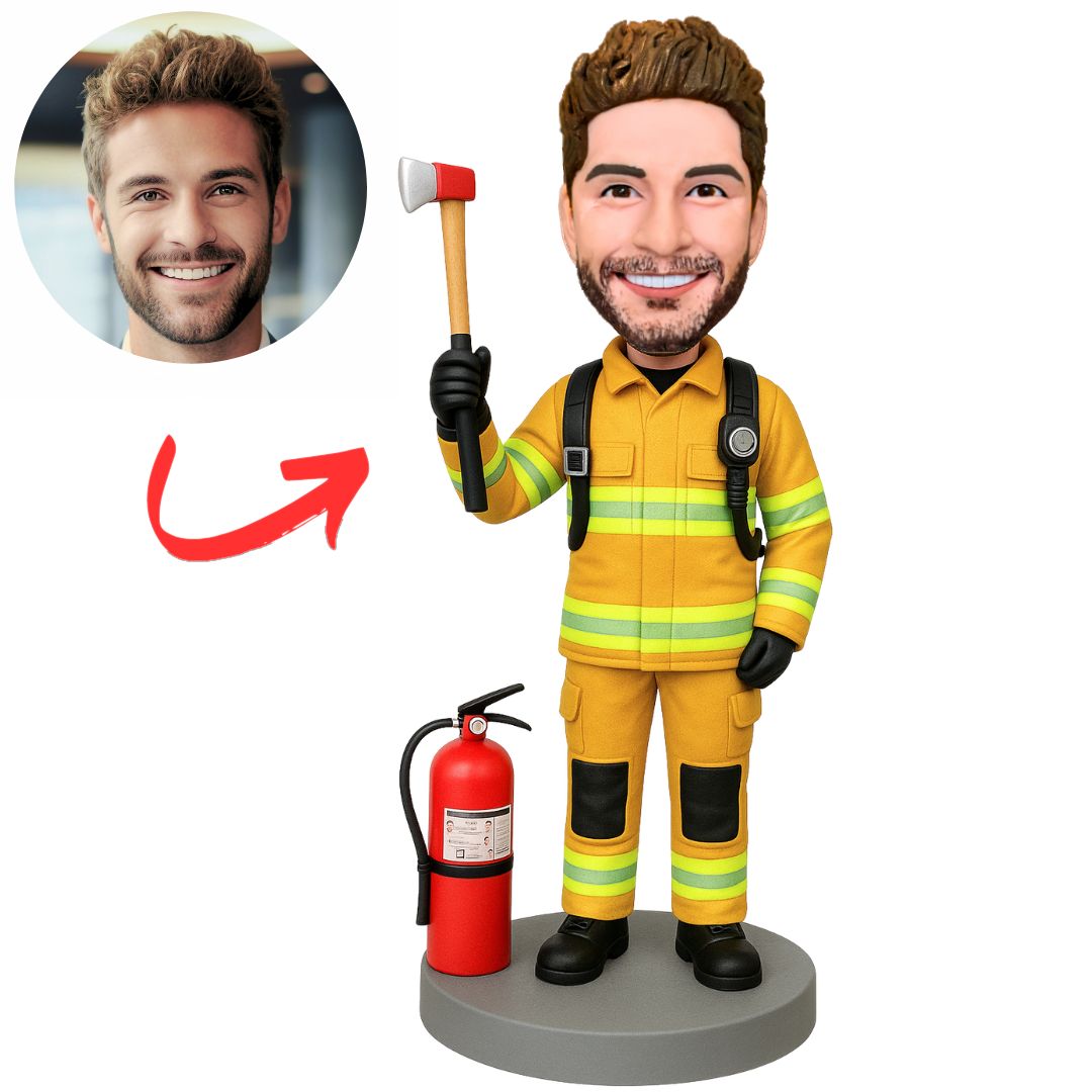 Firefighter with Fire Extinguisher Custom Bobbleheads