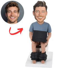Man Sitting on Toilet with Laptop Custom Bobbleheads