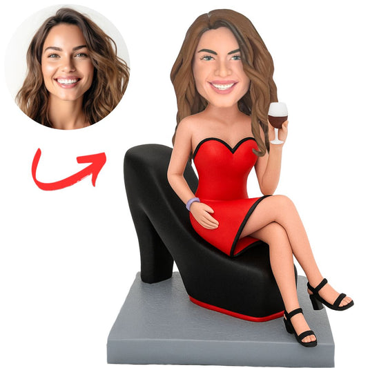 Woman Sitting on High Heels Custom Bobbleheads