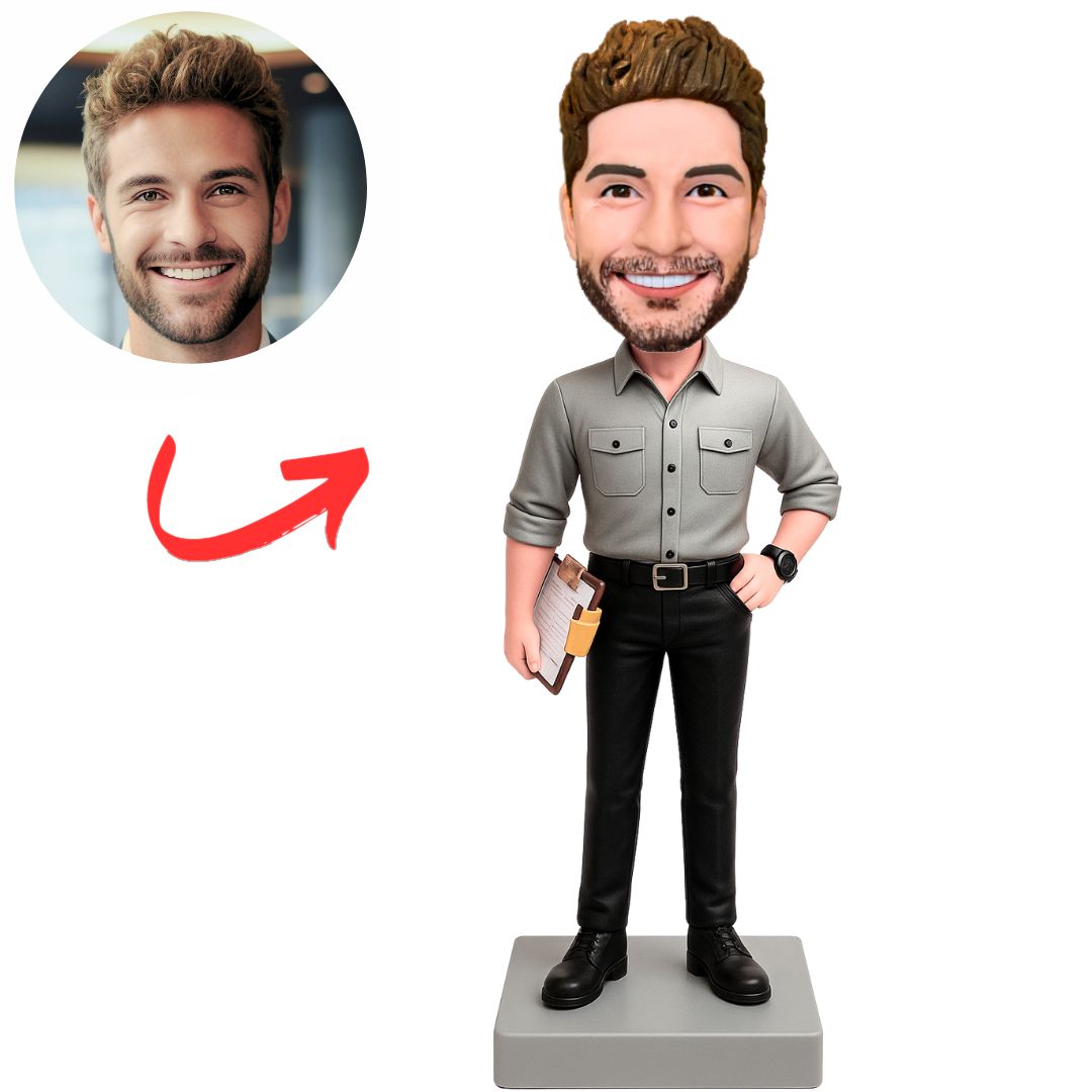 Engineer Wearing Yellow Hard Hat Custom Bobbleheads