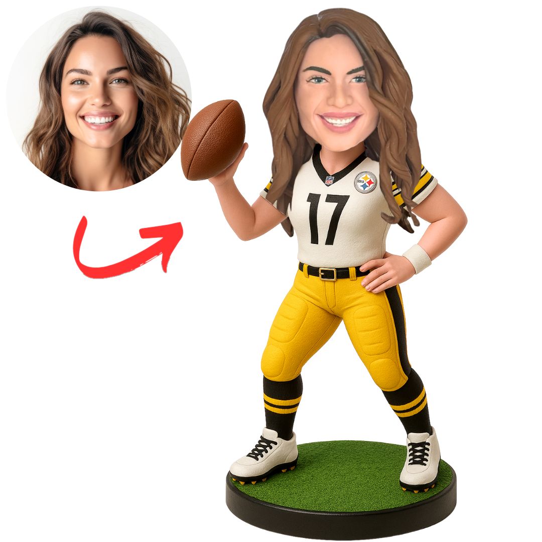 Pittsburgh Steelers Fans Female Football Player Custom Bobbleheads