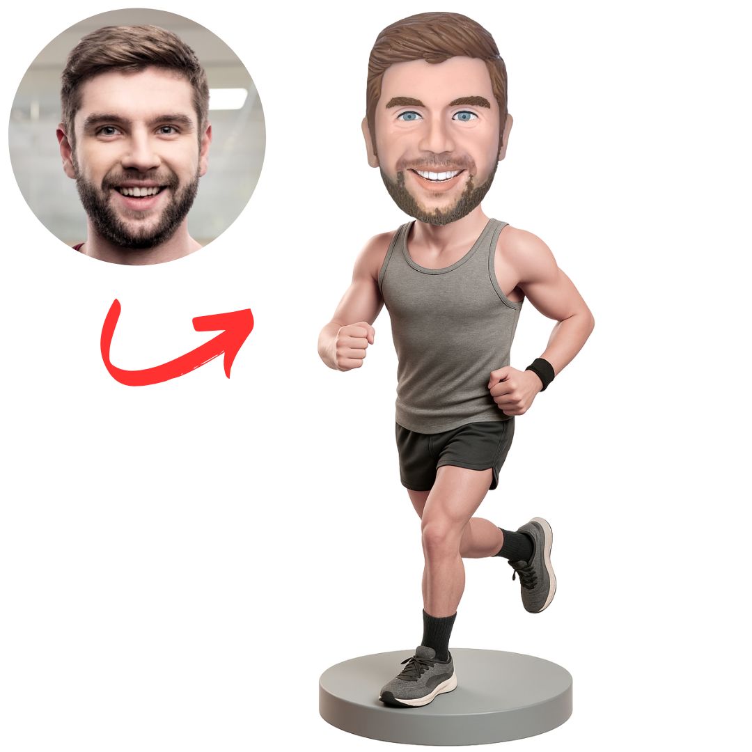 Man Wearing Sportswear Running Custom Bobbleheads