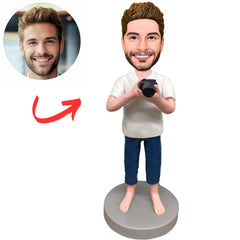 Photographer Holding a Camera Personalized Photographer Bobbleheads