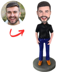 Fashion Man in Brown Shoes Custom Bobbleheads