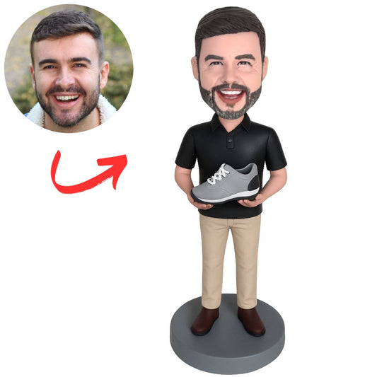 Man Holding Shoes Custom Bobbleheads