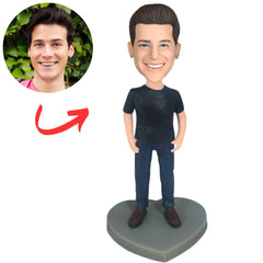 Black T-shirt Casual Man Custom Bobbleheads