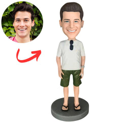 Stylish Man with Sunglasses Hanging on Clothes Custom Bobbleheads