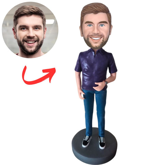 Purple T-shirt Casual Man Custom Bobbleheads