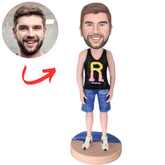 Casual Man in R Letter Vest Custom Bobbleheads