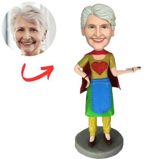 Woman Cooking with Cape Custom Bobbleheads