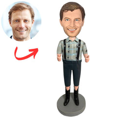 Man Wearing Overalls Custom Fashion Bobbleheads