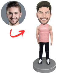 Man Wearing Pink Hoodie Custom Bobbleheads