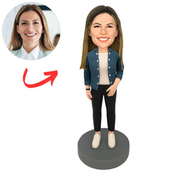 Girl in Blue Coat Custom Bobbleheads