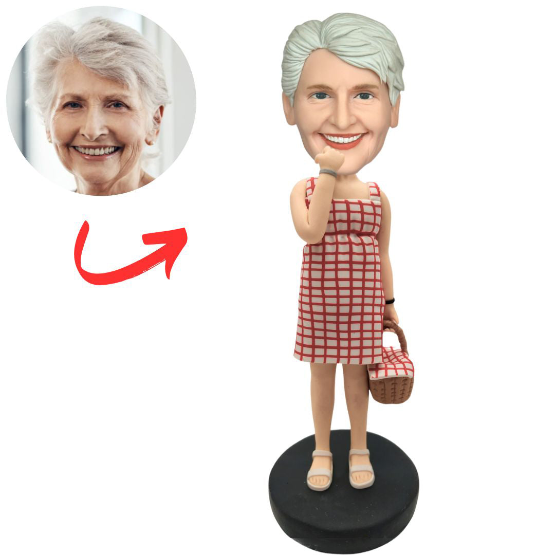 Woman Carrying a Begetable Basket Custom Bobbleheads