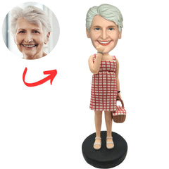 Woman Carrying a Begetable Basket Custom Bobbleheads