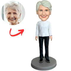 Fashion Woman in White Shirt Custom Fashion Woman Bobbleheads