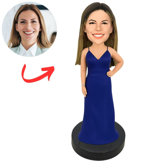Girl in Blue Dress Custom Bobbleheads