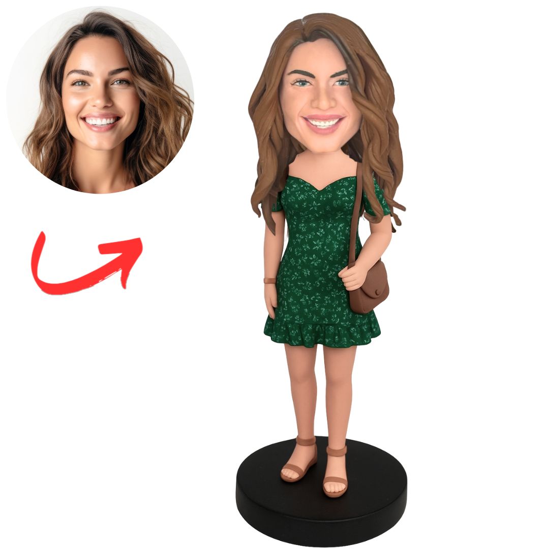 Woman in Green Dress Custom Bobbleheads