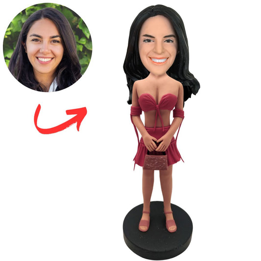 Sexy Girl Holding a Bag Custom Bobbleheads