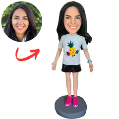 Happy Casual Woman Custom Bobbleheads
