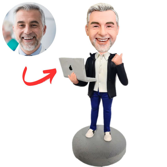 Programmer Holding iMac Custom Bobbleheads