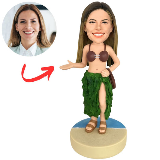 Woman in Grass Skirt Custom Bobbleheads