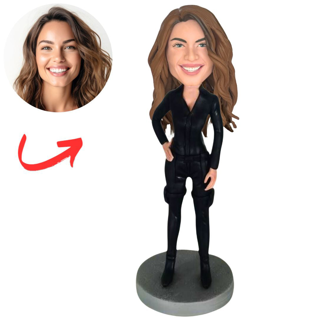 Woman in Black Tactical Outfit Custom Bobbleheads